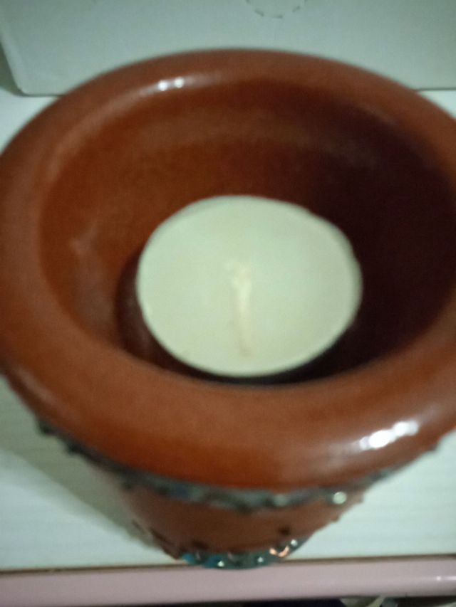 porta candela dipinto a mano, creta