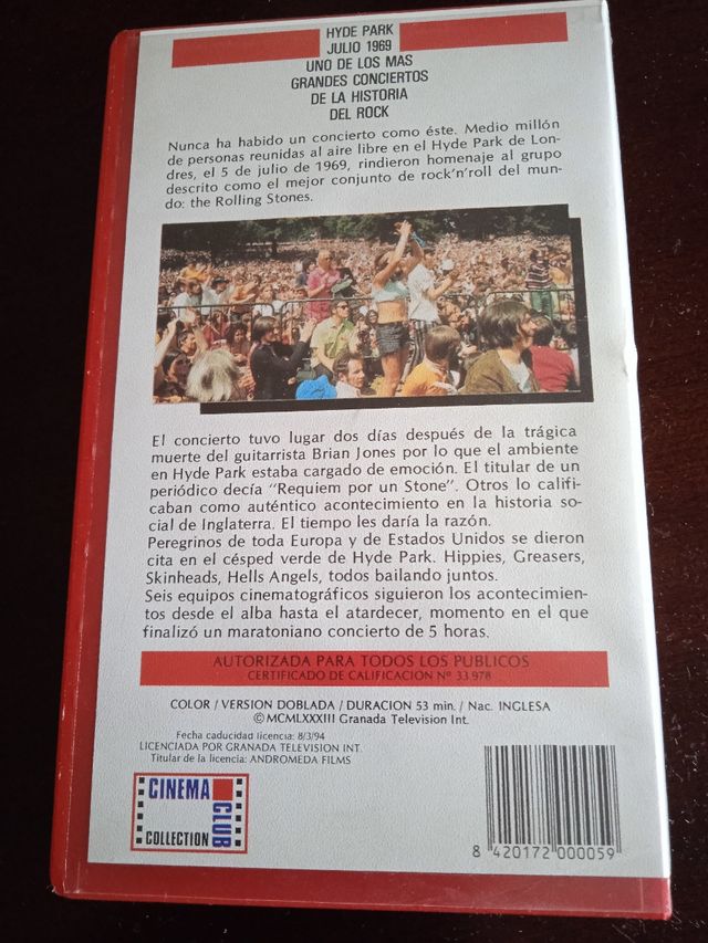 vhs rolling stones in the park concierto rock