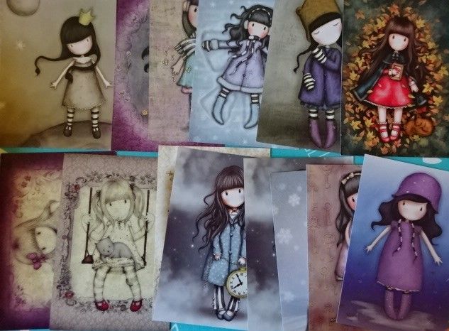 Cromos Gorjuss Albúm Granate y postales del azul