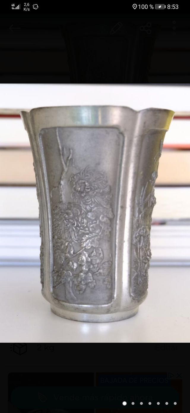 VASO METÁL ROYAL SELANGOR PEWTER ESCENAS FLORALES