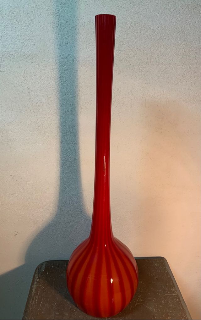 GRAN JARRÓN CRISTAL BICOLOR. AÑOS 70