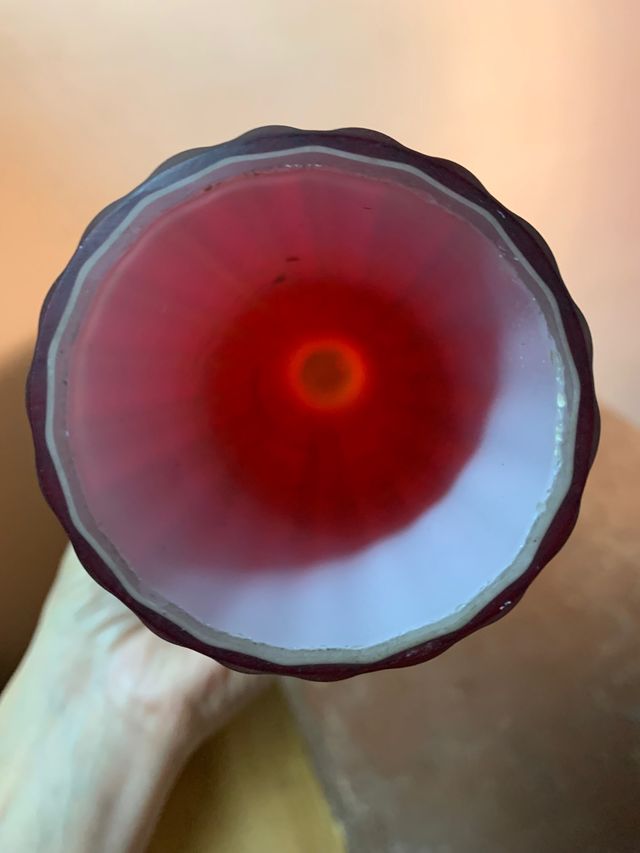 GRAN JARRÓN CRISTAL BICOLOR. AÑOS 70