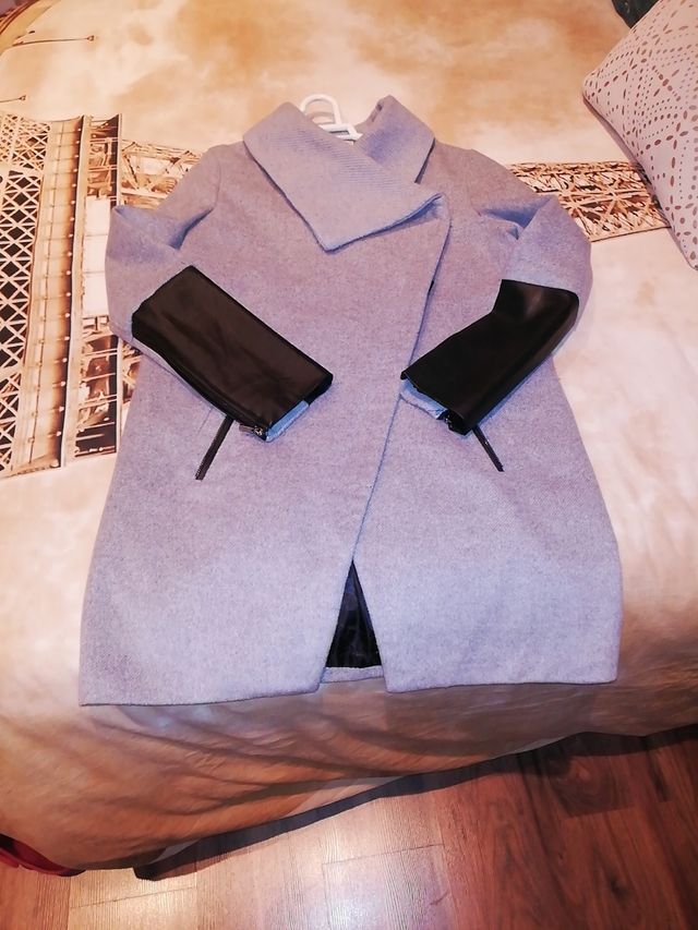 Abrigo paño y polipiel