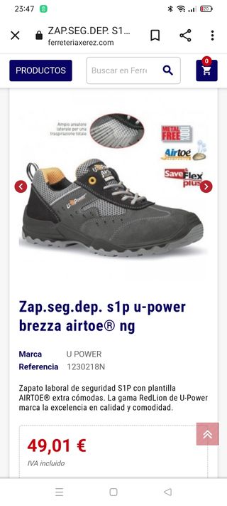 Zapatos de seguridad U Power airtoe 45 de segunda mano por 29 EUR en A  Laracha en WALLAPOP