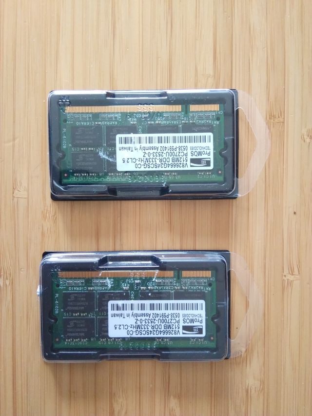 2 memorias RAM 1 gb en total.