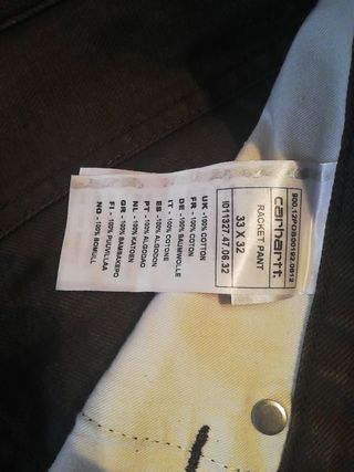 Pantalones Carhartt talla 33x32 (42) de segunda mano por 20 EUR en  Xirivella en WALLAPOP
