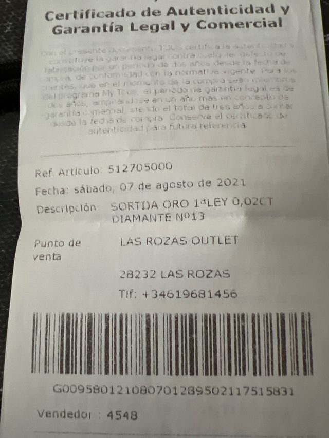 anillo tous oro y brillantes