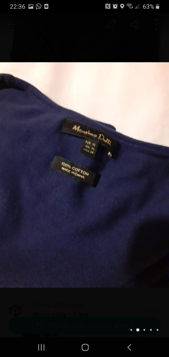 Jersey cuello pico azul, mujer