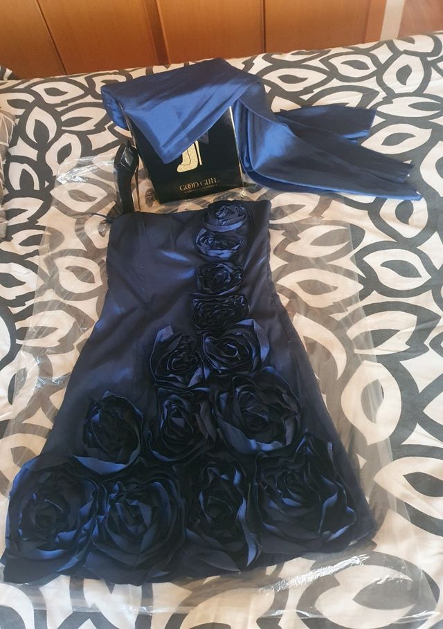 Vestido fiesta +Fular Ashwi París talla S 36