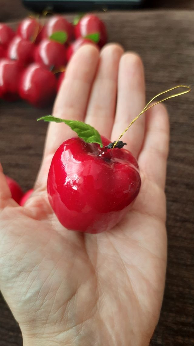 Decoración navideña adorno 21 uds manzanas rojas