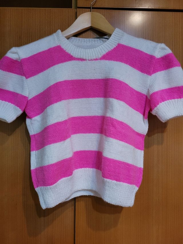 jersey rosa y blanco rallas talla única