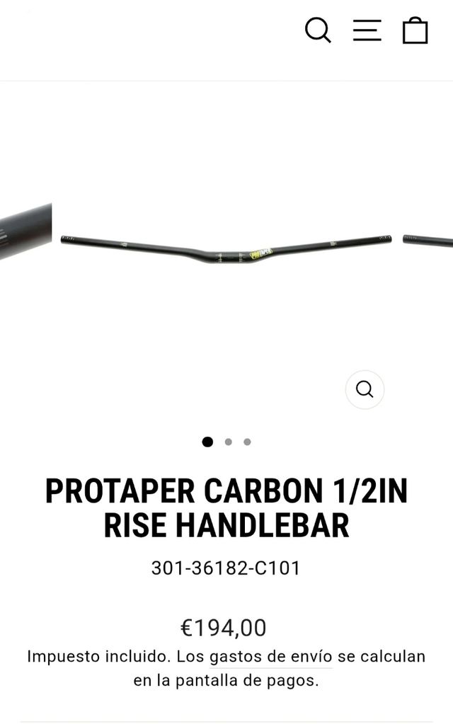  MANILLAR DE BICI MTB PROTAPER CARBON 780 MM.