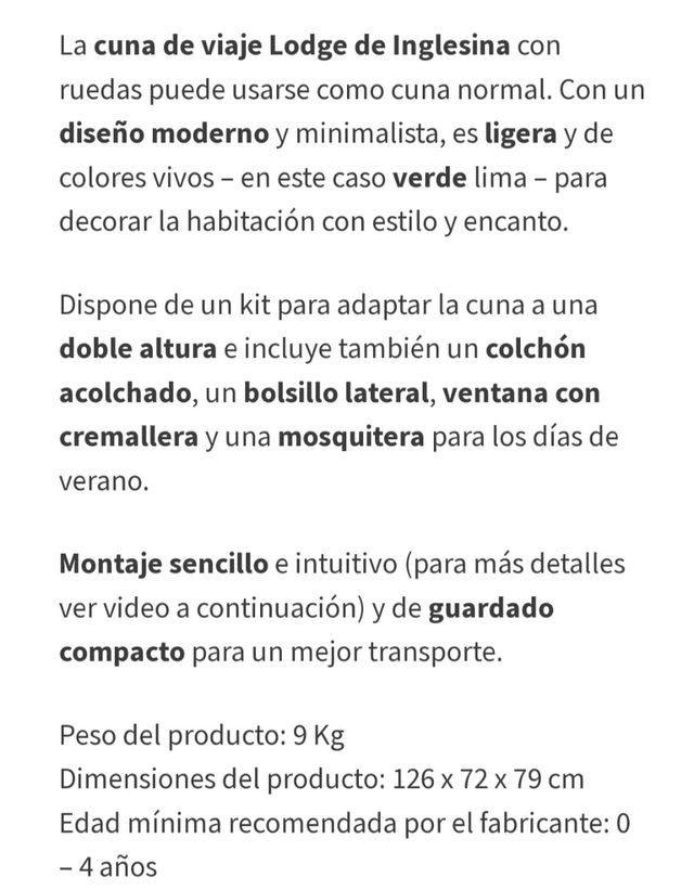 cuna de viaje inglesina prenatal