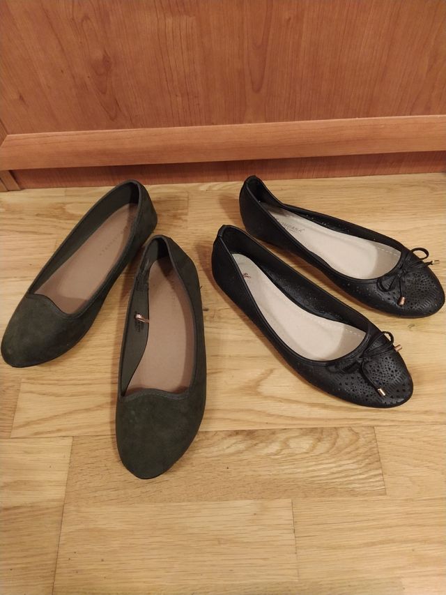Pack Bailarinas negras y verdes. Talla 38.