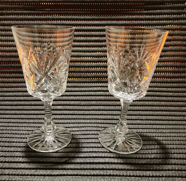 CRISTAL TALLADO - 2 COPAS - VINTAGE