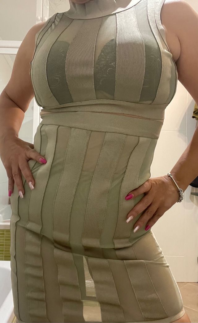 Vestido Bandage verde caqui