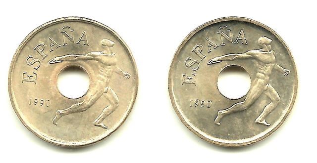 MONEDA ESPAÑA 1990. 25 ptas. km850. C. S. 2 u.