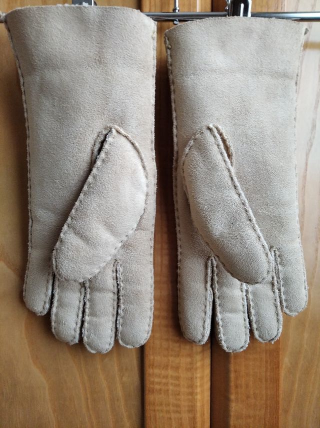 Guantes de piel de serraje, con borreguillo