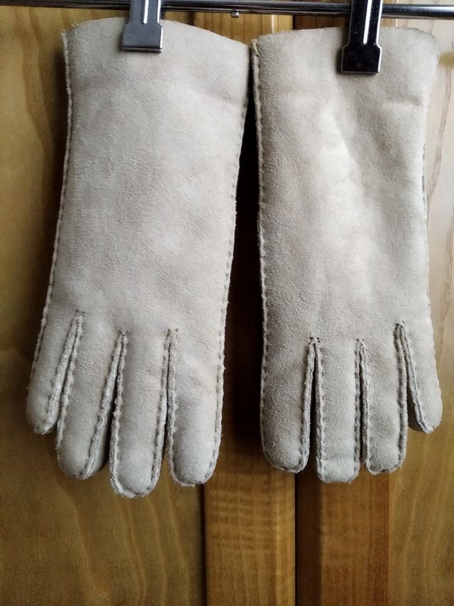 Guantes de piel de serraje, con borreguillo