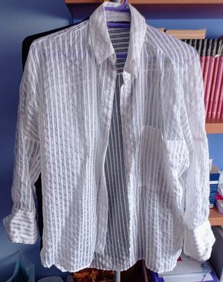 Camisa blanca transparente Zara Básic de segunda mano por 15 EUR en  Poligono Industrial a Gandara en WALLAPOP