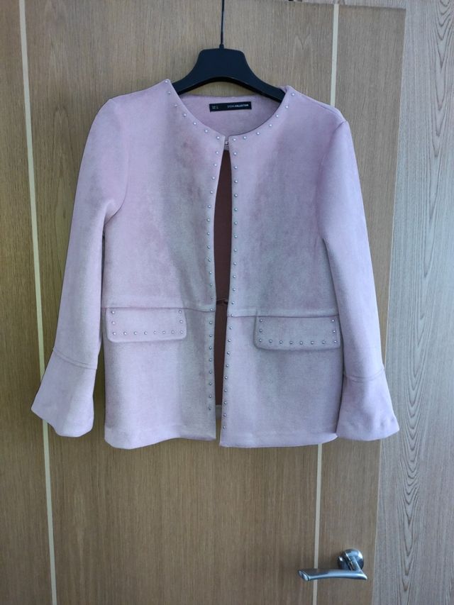 Chaqueta antelina color rosa talla 38 Sfera