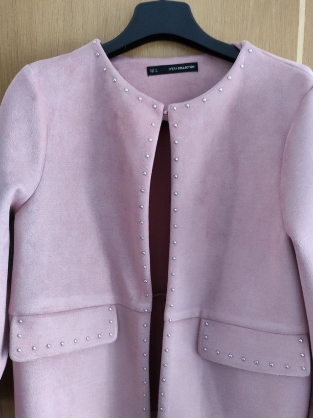 Chaqueta antelina color rosa talla 38 Sfera