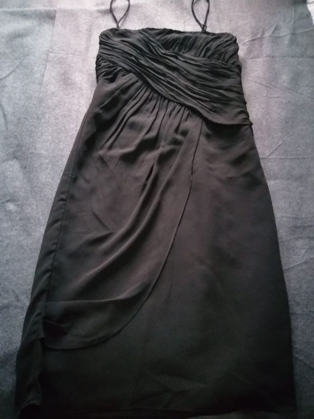 Vestido negro en gasa de Zara T-XS nuevo.