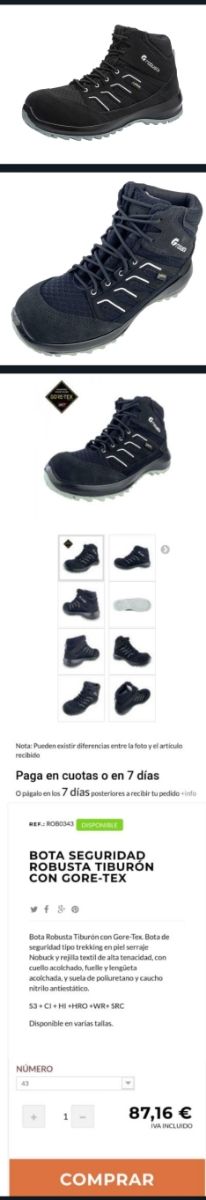 Botas De Seguridad Robusta 92201 S3 Negras de segunda mano por 84,99 EUR en  Madrid en WALLAPOP