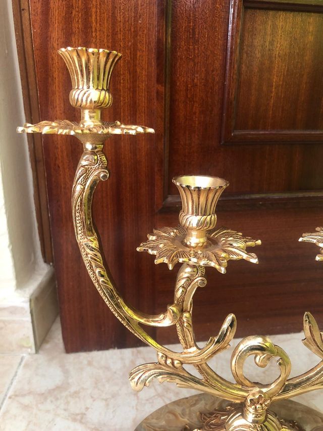 Juego de 2 candelabros bronce