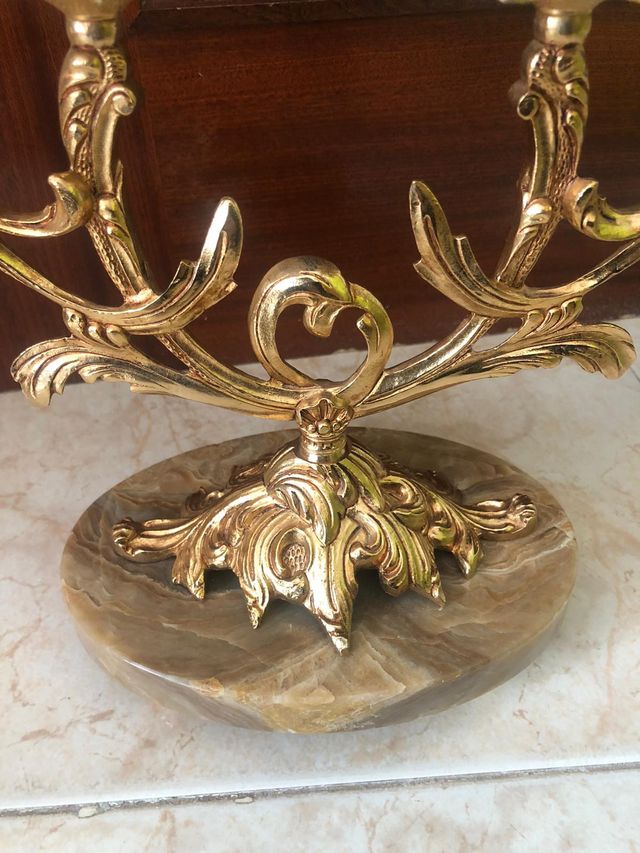 Juego de 2 candelabros bronce