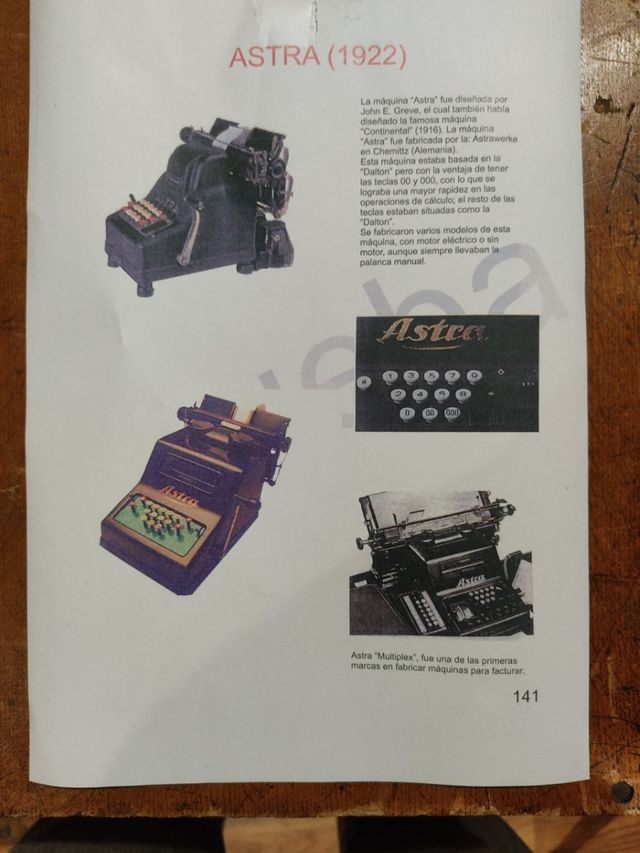 maquina sumadora antigua Astra de 1922.