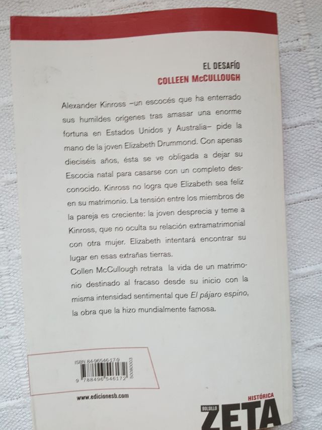El desafío  COLLEEN McCULLOUGH    ISBN 8496546179