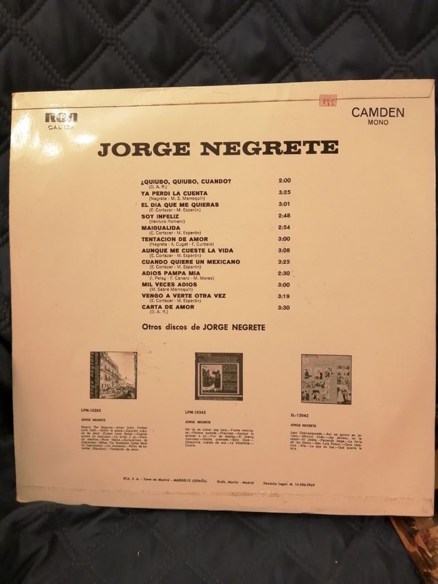 Disco Vinilo Jorge Negrete