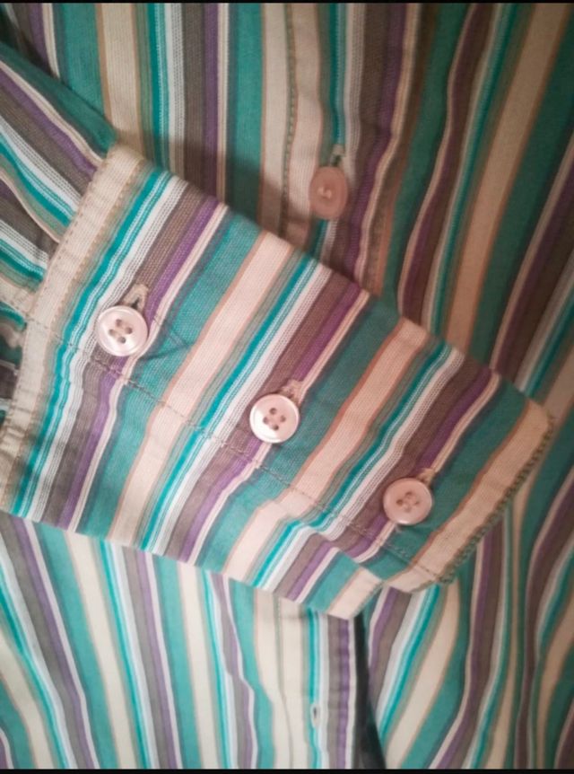 Camisa rayas verdes y lilas H&M talla 40
