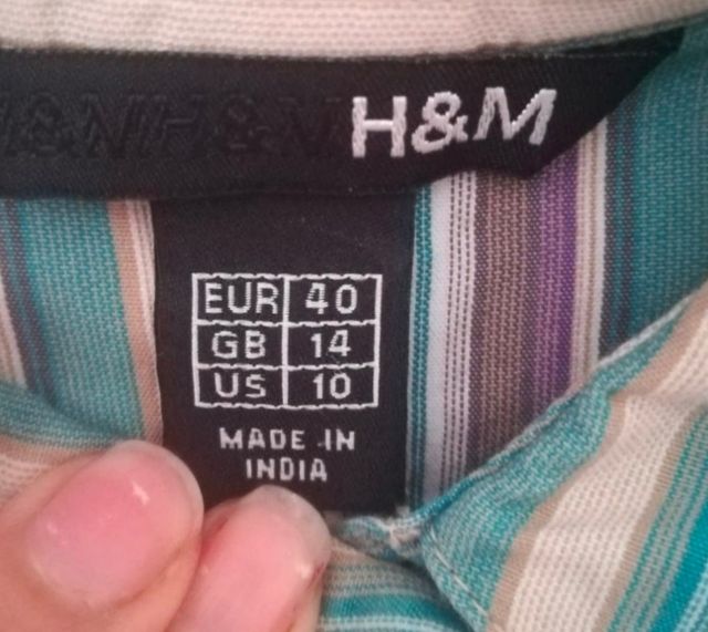 Camisa rayas verdes y lilas H&M talla 40