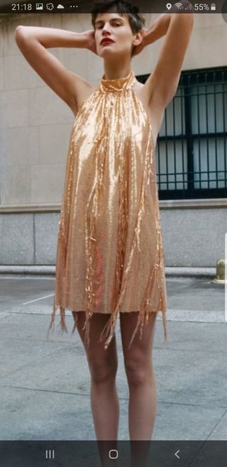 Vestido lentejuelas y flecos ZARA BLOGGERS de segunda mano por 35 EUR en  Bilbao en WALLAPOP