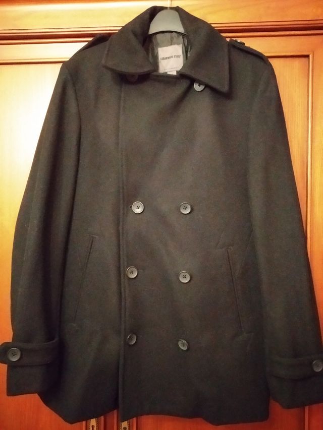 Chaquetón de paño negro hombre