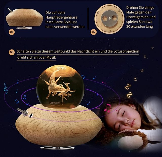 Caja musical con bola de cristal capricornio NUEVA