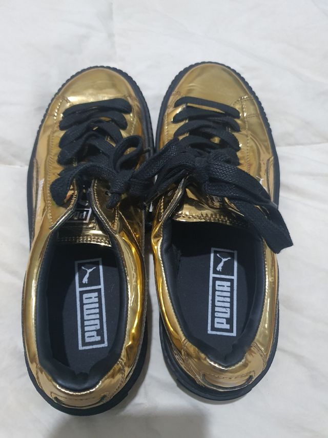 scarpe Puma tg 38.5  oro e nere