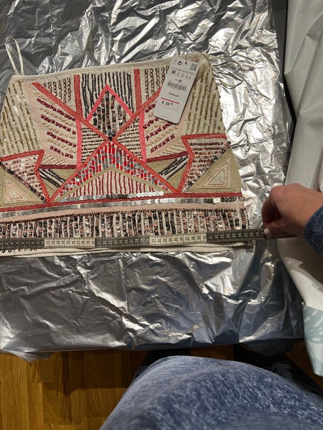 Falda mini lentejuelas ZARA M