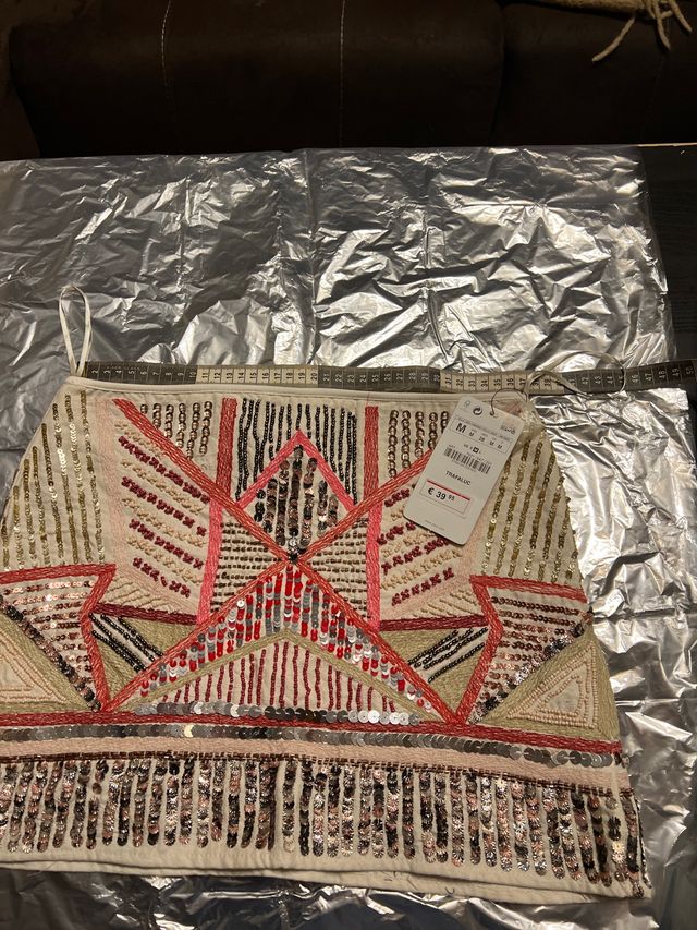 Falda mini lentejuelas ZARA M