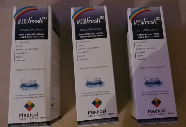 3 BOTES  DE LIQUIDO LIMPIADOR LENTILLAS BLANDAS