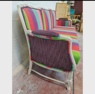 Sofá vintage restaurado multicolor