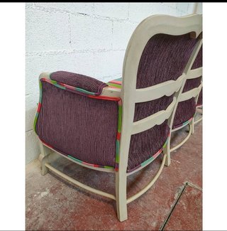 Sofá vintage restaurado multicolor