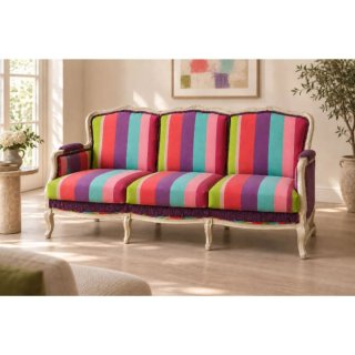 Sofá vintage restaurado multicolor