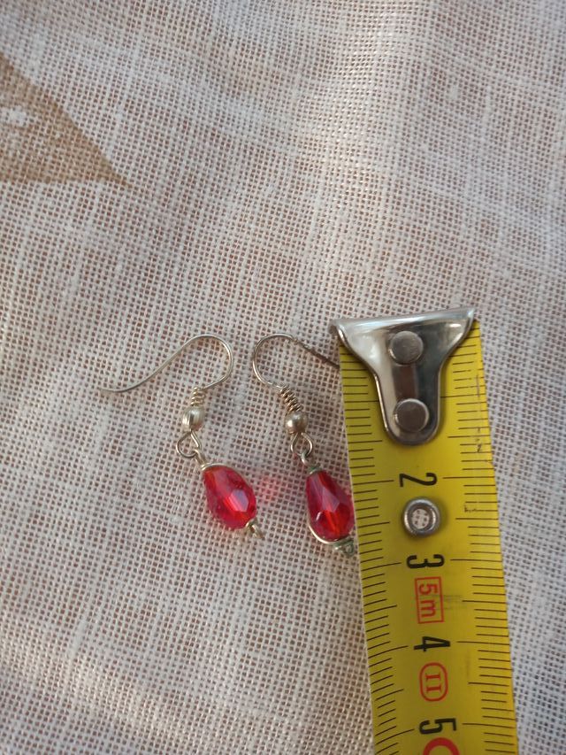 Pendientes Artesanos Rojos Diamante