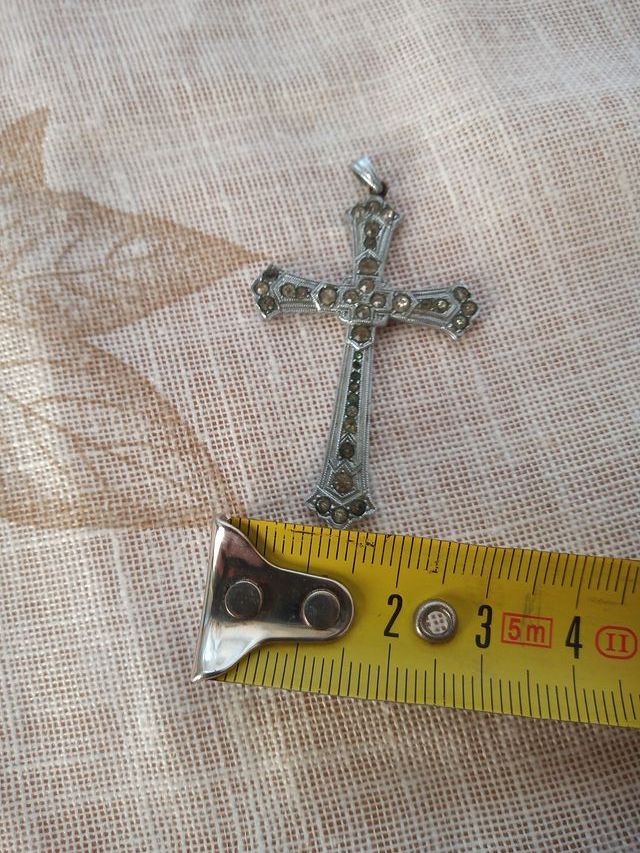 Colgante Cruz Plateada Brillos Asturias