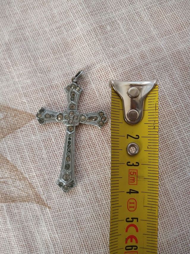 Colgante Cruz Plateada Brillos Asturias