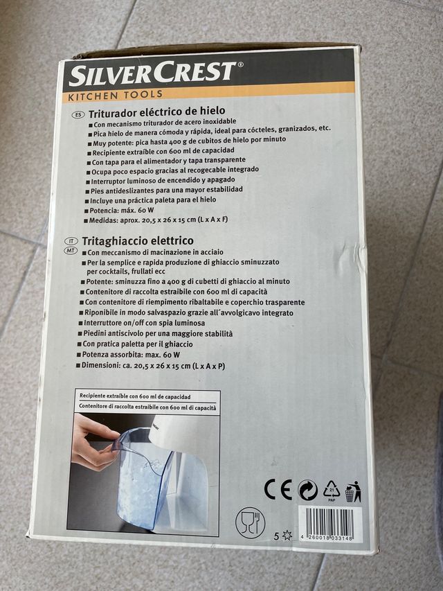 Picadora de hielo eléctrica SEC 60 A1 Silver Crest