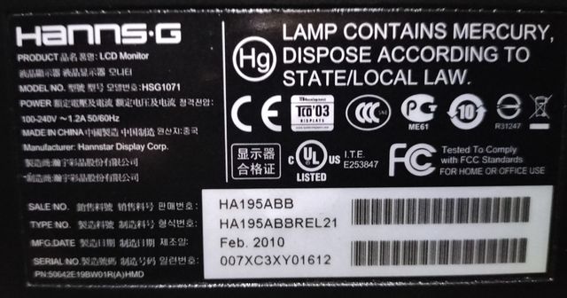 MONITOR DE PC ALARGADO HANNS.G DE 19 PULGADAS